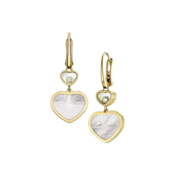 Серьги Chopard Happy Hearts - Серьги, желтое золото, бриллианты, перламутр
