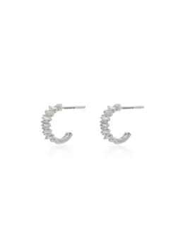 Серьги-кольца Classic Zigzag из белого золота с бриллиантами Suzanne Kalan, серебяный