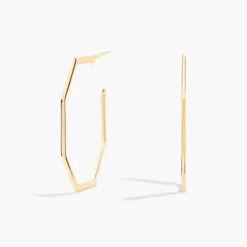 Серьги-кольца Polygon Hoop из итальянского желтого золота 14 карат Blue Nile