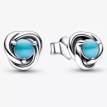 Серьги Pandora December Turquoise Blue Eternity Circle, бирюзовый