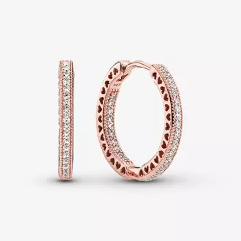 Серьги Pandora Sparkle and Hearts, розовое золото