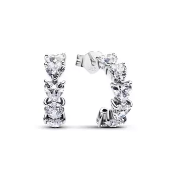 Серьги Pandora Sparkling Hearts Open Hoop Earrings, стерлинговое серебро