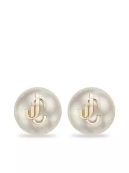 Серьги с тисненым логотипом Jimmy Choo, белый