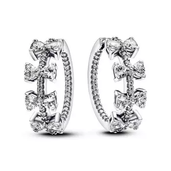 Серьги Sparkling Bow Row Hoop Pandora, стерлинговое серебро