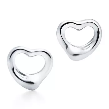 Серьги Tiffany & Co. Elsa Peretti Open Heart, 11 мм, серебро