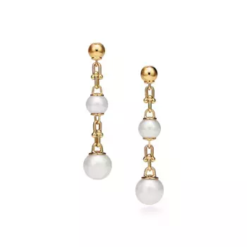 Серьги Tiffany & Co. HardWear Triple Drop Link, золото/жемчуг