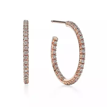 Серьги Tiffany & Co. Hoop Medium, розовое золото с бриллиантами