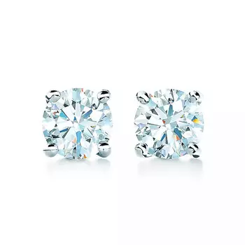 Серьги Tiffany & Co. Solitaire Diamond Stud, платина/бриллиант