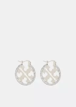 Серьги TORY BURCH Miller pav hoop earrings, серебряный