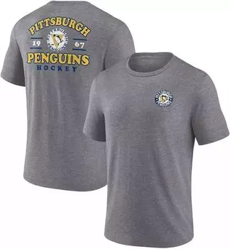 Серая футболка НХЛ Питтсбург Пингвинз 2-Hit Tri-Blend