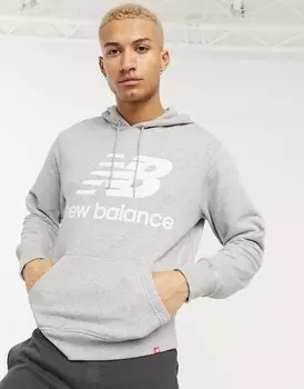 Серая худи с крупным логотипом New Balance