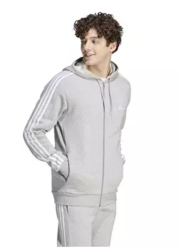 Серая мужская куртка на молнии с капюшоном Adidas