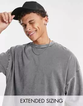 Серая плотная футболка оверсайз ASOS DESIGN