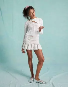 Серая ярусная мини-юбка Miss Selfridge