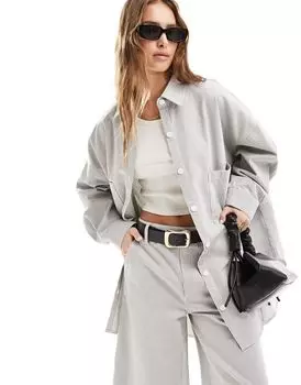 Серая рубашка оверсайз ASOS DESIGN