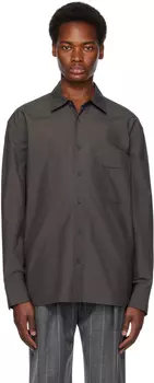 Серая рубашка с вышивкой Solid Homme