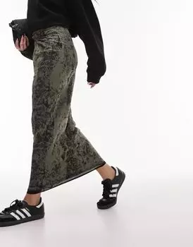Серая юбка миди с узором и узлом Topshop