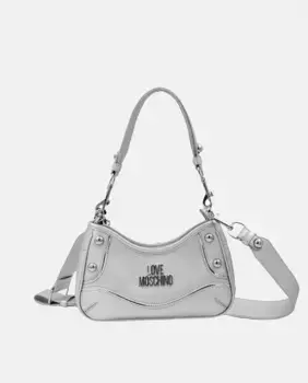 Серебряная сумка через плечо на молнии Love Moschino