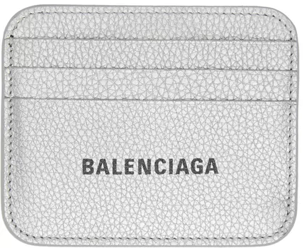 Серебряный кожаный визитница Balenciaga