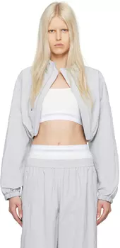 Серо-белый бомбер-болеро Alexander Wang