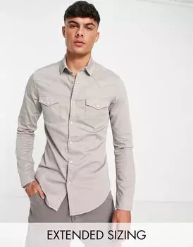 Серо-коричневая узкая рубашка ASOS