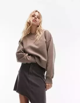 Серо-коричневый свитер свободного кроя Topshop