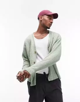 Серо-шалфейный кардиган из букле Topman
