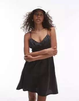 Серое платье мини с присборенными краями Topshop