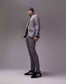 Серые эластичные суперузкие костюмные брюки Topman