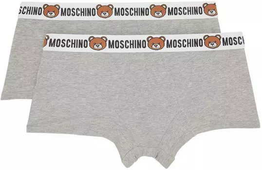 Серые хлопковые трусы-боксеры Moschino