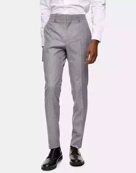 Серые костюмные брюки скинни Topman