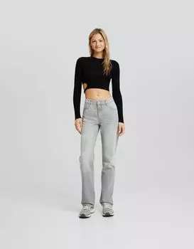 Серые прямые джинсы Bershka Petite