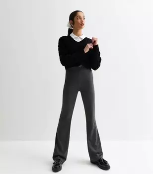 Серые расклешенные школьные брюки из джерси для девочек New Look, серый