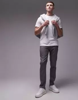 Серые узкие брюки стрейч Topman