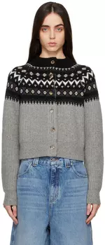 Серый кардиган Michaela Fairisle KHAITE