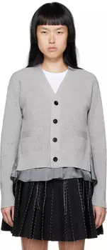 Серый кардиган со вставками sacai