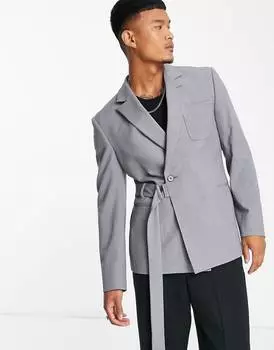 Серый пиджак с вырезами ASOS DESIGN