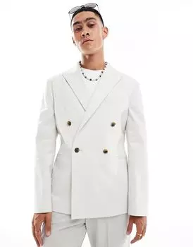 Серый приталенный пиджак ASOS