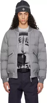 Серый стеганый пуховик Stone Island