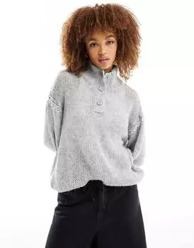 Серый свитер с полупуговицами ASOS DESIGN