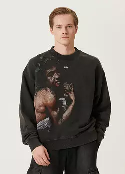 Серый свитшот с принтом и логотипом Off-White