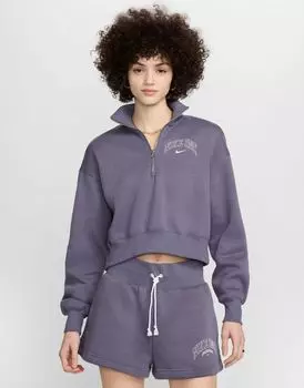 Серый укороченный флис с молнией на четверть Nike phoenix