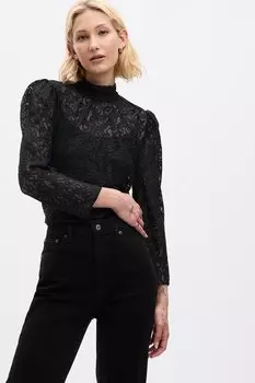 Сетчатая блузка с вышивкой Gap, черный