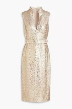 Сетчатое платье миди с пайетками BADGLEY MISCHKA, золотой