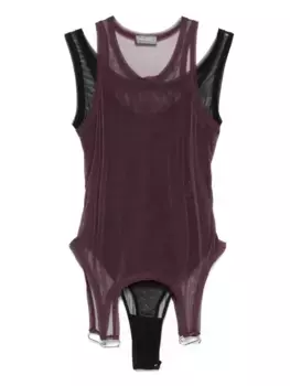 Сетчатый многослойный боди Mugler, красный