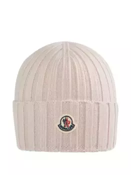 Шапка бини в рубчик MONCLER, розовый