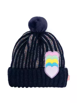 Шапка бини в рубчик с нашивкой Billieblush, синий