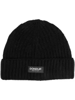 Шапка бини в рубчик с нашивкой-логотипом DONDUP, черный