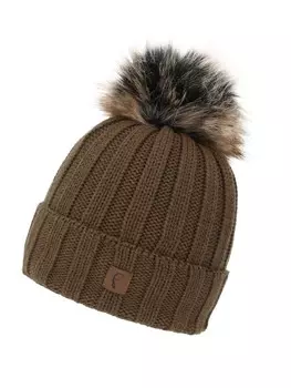 Шапка Faera Warme Beanie Strickmtze mit Bommel Thermo Futter, коричневый