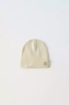 Шапка из хлопка в рубчик ZARA, цвет ice
